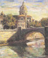 Cupola e Ponte sul Tevere, 2001 Olio su tela cm 60x50 Pino Roman